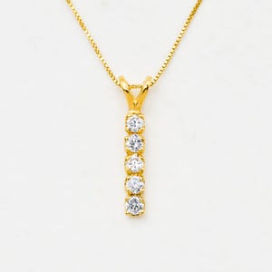 Gold Diamond Pendant, Created Diamond, Minimalistic Pendant, Line Pendant, Dainty Pendant, Vintage Pendant, Sparkly Pendant, Diamond Pendant
