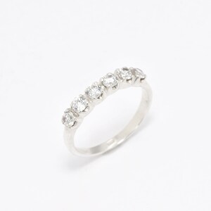 Diamond Band, Created Diamond, Stackable Band, Half Eternity Ring, Silver Wave Band, Wedding Band, Sparkly Ring, Wave Band, 925 Silver Ring image 6