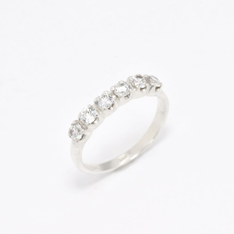 Diamond Band, Created Diamond, Stackable Band, Half Eternity Ring, Silver Wave Band, Wedding Band, Sparkly Ring, Wave Band, 925 Silver Ring image 6