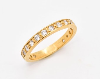 Gold Wedding Ring, Diamond Band, Created Diamond, Full Eternity Ring, Gold Diamond Band, Gold Vintage Ring, Diamond Ring, Solid Silver Ring