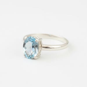 Blue Topaz Ring, Natural Blue Topaz, December Birthstone, Solitaire Ring, Sky Topaz Ring, Blue Diamond Ring, Topaz Ring, Solid Silver Ring