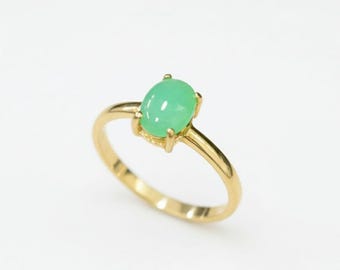 Chrysopraas solitaire ring, groene edelsteen, cadeau, geboortesteen van mei, sieraad