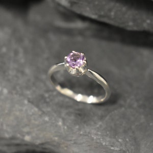Dark Amethys Ring February Birthstone Purple Diamond Ring Solid Silver Ring Vintage Ring Promise Ring Natural Amethyst Dainty Ring