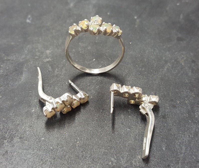 Opal Ring, Ethiopian Opal Ring, Natural Opal Ring, Asymmetric Ring, October Birthstone, Fire Opal Ring, Opal Vintage Ring, Solid Silver Ring image 7
