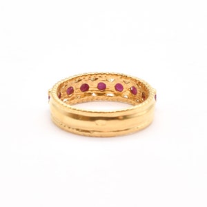 Guldrubinring, Stapelbar guldring, Juliring, Naturlig rubinring, Rödguldring, Vintage-stilarmband, Röd ädelstensring, Förgylld ring bild 10