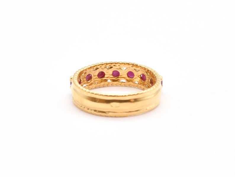 Guldrubinring, Stapelbar guldring, Juliring, Naturlig rubinring, Rödguldring, Vintage-stilarmband, Röd ädelstensring, Förgylld ring bild 10