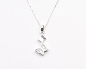 Silver Butterfly Necklace, Two Butterfly Necklace, Diamond Butterfly Necklace, Butterfly Lover Necklace, CZ Diamond Pendant, Bands by Adina
