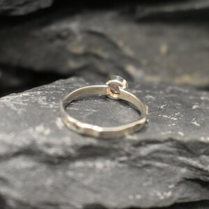 Pink Morganite Ring, Created Morganite, Hammered Band, Dainty Pink Ring, Solitaire Ring, Stackable Ring, Vintage Ring, Solid Silver Ring image 9