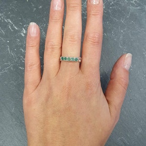 Emerald Band, Natural Emerald Ring, Vintage Band, Ornament Band, Stackable Emerald Ring, Real Emerald, May Birthstone, Solid Silver Band image 9