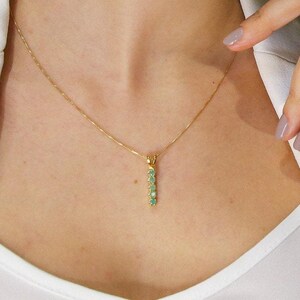 Gold Emerald Pendant, Created Emerald, Gold Bar Pendant, Minimalist Pendant, Geometric Pendant, Line Pendant, Dainty Pendant, Gold Vermeil image 6