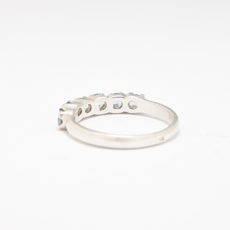 Blue Topaz Ring, Natural Topaz, Stackable Band, Half Eternity Ring, Simple Blue Band, Wedding Band, Sparkly Ring, Wave Band, 925 Silver Ring image 8