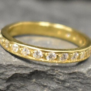 Gold Ehering, Diamant Band, erstellt Diamant, voller Eternity Ring, Gold Band, Gold Vintage Ring, Diamantring, massiver Silberring Bild 9