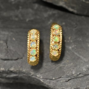 Gold Opal Earrings, Opal Earrings, Natural Opal, October Birthstone, Vintage Opal Earrings, Gold Vintage Earrings, Ethiopian Opal Earrings