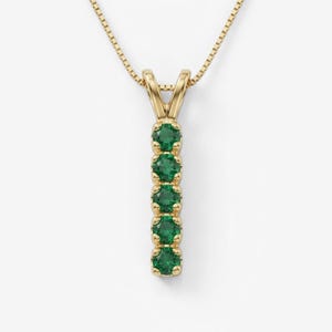 Gold Emerald Pendant, Created Emerald, Gold Bar Pendant, Minimalist Pendant, Geometric Pendant, Line Pendant, Dainty Pendant, Gold Vermeil image 1