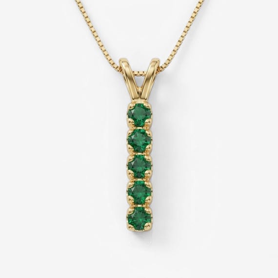 Gold Emerald Pendant, Created Emerald, Gold Bar Pendant, Minimalist Pendant, Geometric Pendant, Line Pendant, Dainty Pendant, Gold Vermeil