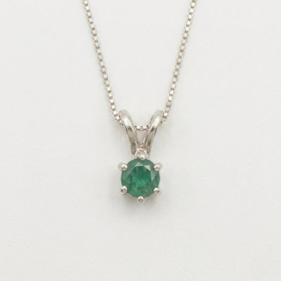 Natural Emerald Pendant, Dainty Round Necklace, Natural Emerald Charm, May Birthstone, Cute Round Pendant, Genuine Emerald,Solitaire Pendant