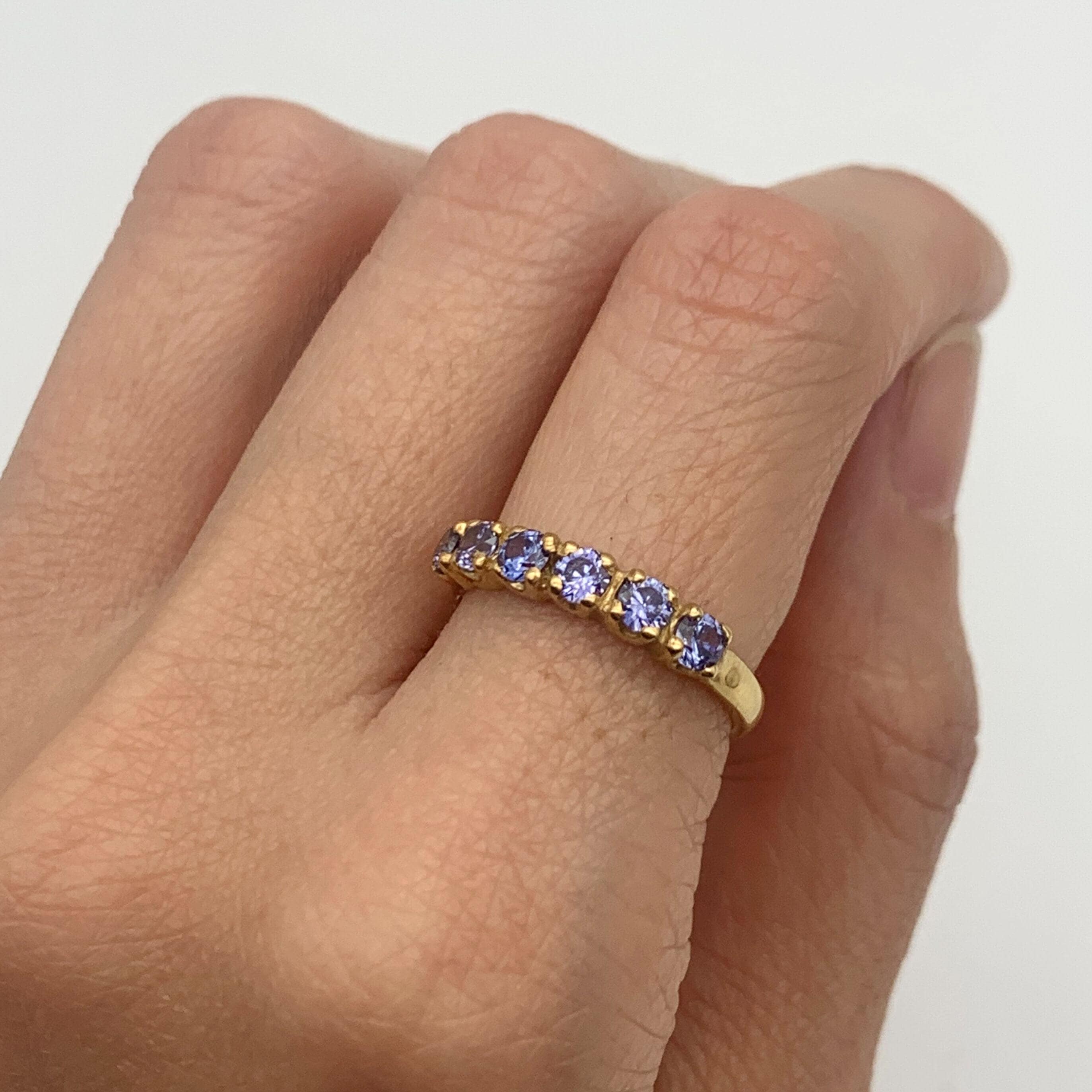Sterling Silver Tanzanite Eternity Band – 5x3mm Oval-Cut Stones, Size 9, Nickle-Free & Tarnish Resistant - View #7