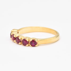 Gold Ruby Ring, Created Ruby, Stackable Ring, Gold Ruby Band, Half Eternity Ring, Red Ruby Band, Dainty Ring, Gold Vermeil image 2