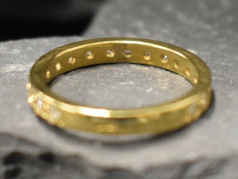Gold Ehering, Diamant Band, erstellt Diamant, voller Eternity Ring, Gold Band, Gold Vintage Ring, Diamantring, massiver Silberring Bild 10