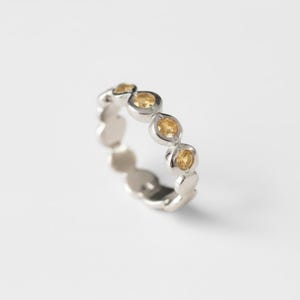 Citrine Band, Natural Citrine, November Birthstone, Citrine Bubble Band, Bubble Band, Stackable Band, Yellow Ring, Citrine Ring, Silver Ring