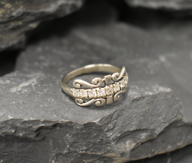 Crown Band Created CZ Diamond Tiara Ring Diamond Band Etsy