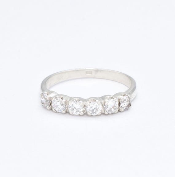 Diamond Band, Created Diamond, Stackable Band, Half Eternity Ring, Silver Wave Band, Wedding Band, Sparkly Ring, Wave Band, 925 Silver Ring