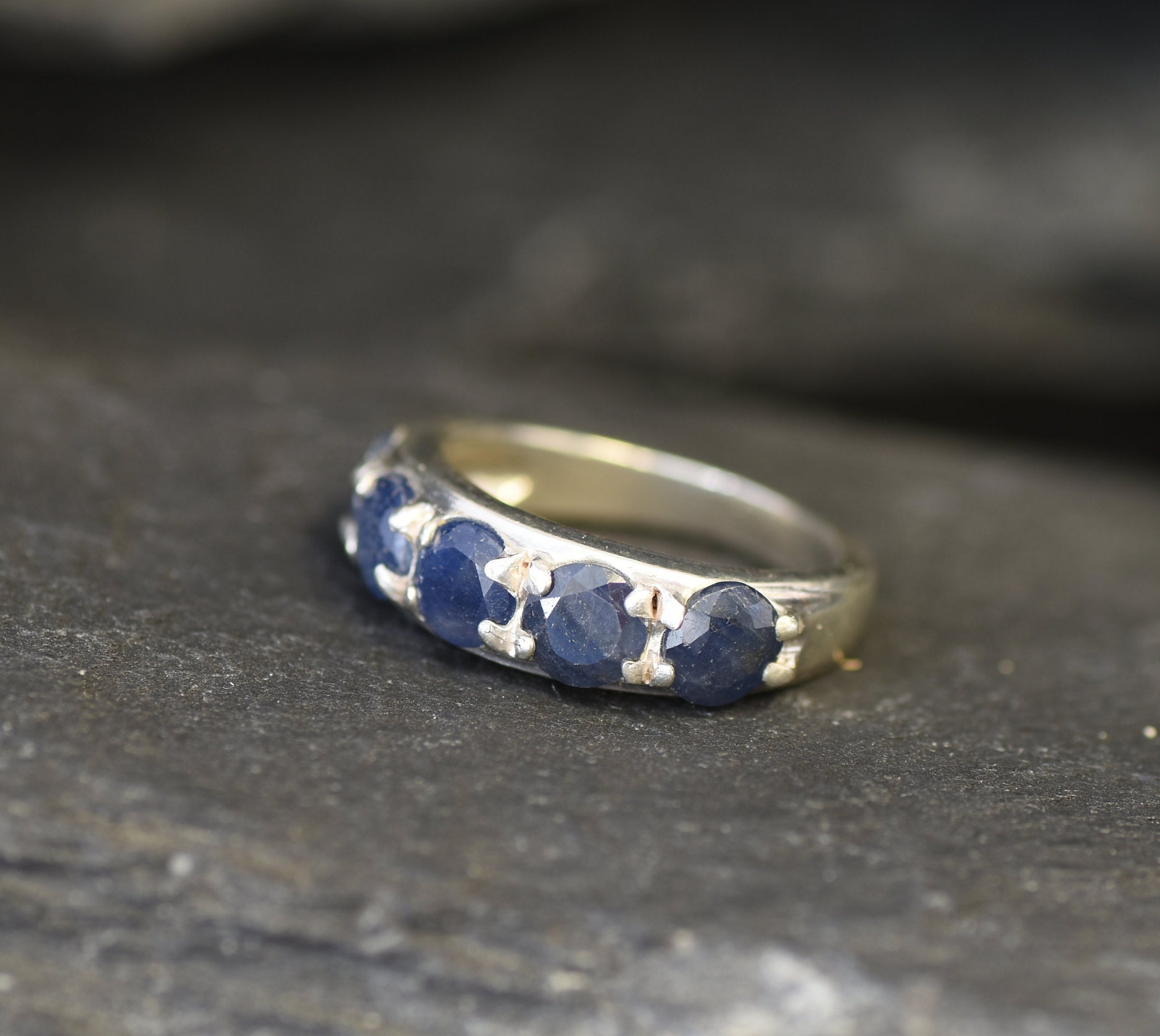 Wide Sapphire Band Natural Sapphire Ring Thick Blue Band | Etsy