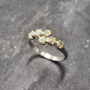 Opal Ring, Ethiopian Opal Ring, Natural Opal Ring, Asymmetric Ring, October Birthstone, Fire Opal Ring, Opal Vintage Ring, Solid Silver Ring image 6