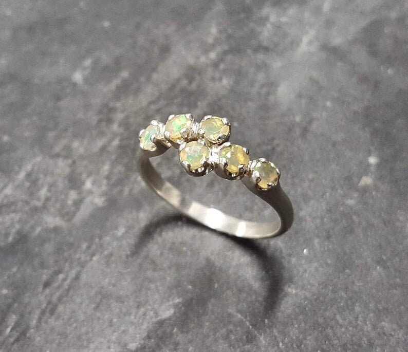 Opal Ring, Ethiopian Opal Ring, Natural Opal Ring, Asymmetric Ring, October Birthstone, Fire Opal Ring, Opal Vintage Ring, Solid Silver Ring image 6