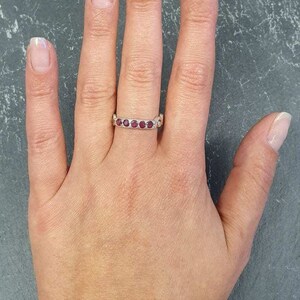 Gold Ruby Ring, Stackable Ring, Natural Ruby, July Birthstone, Vintage Ruby Ring, Gold Wave Band, Half Eternity Ring, July Ring,Gold Vermeil image 8