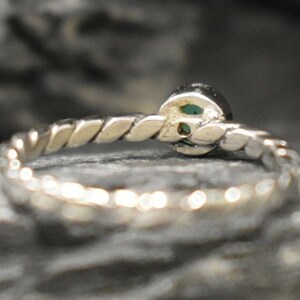 Dainty Chrysoprase Ring, Natural Chrysoprase Ring, Green Gem Ring, Stackable Silver Ring, Vintage Ring, Twisted Band, Bands By Adina image 10
