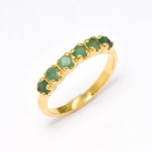 Emerald Gold Ring, Emerald Ring, Natural Emerald, May Birthstone, Gold Eternity Ring, Green Emerald Ring, Gold VintageRing, Stackable Ring