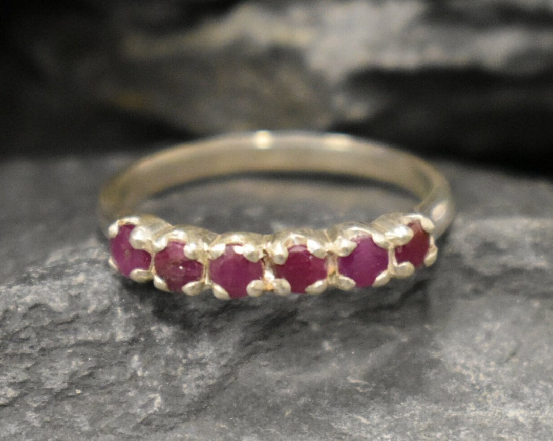 Natural Ruby Ring, Ruby Ring, Red Ruby Ring, Half Eternity Ring, July ...