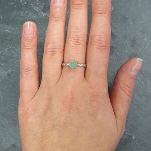 Dainty Chrysoprase Ring, Natural Chrysoprase Ring, Green Gem Ring, Stackable Silver Ring, Vintage Ring, Twisted Band, Bands By Adina image 7