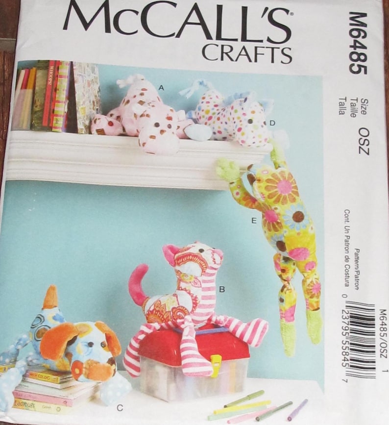 Maccall Example Mccalls 6485 Craft Frog, Cow, Cat, Dog, Horse, Sheep Stuffed Play Toy ...