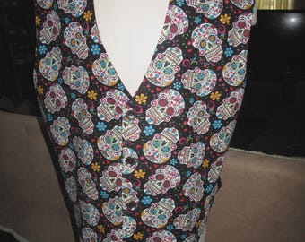 Day of the Dead Suikerschedelprint Sportief of smoking herengilets in 10 maten en 2 stijlen