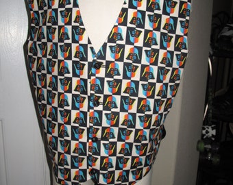 Chaleco con estampado del casco de Darth Vader de estilo retro galáctico, deportivo o tipo esmoquin, disponible en 2 estilos y 10 tallas.