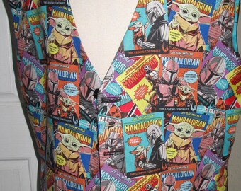 Chaleco deportivo o de esmoquin con estampado de cómic de Star Wars de Grogu, disponible en 10 tallas y 2 estilos.