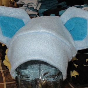 Cosplay Blue Glaceon Warm Winter Fleece Ear Beanie  Ear Cosplay Hat XXS - XXL