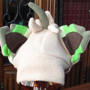 Cosplay Green Leafeon Warm Winter White Fleece Ear Beanie Hat Sizes XS - XXL