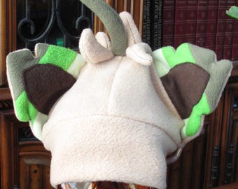 Gorro de lana blanco cálido para invierno con orejas de Cosplay, color verde o flor de cerezo Leafeon, tallas XS a XXL