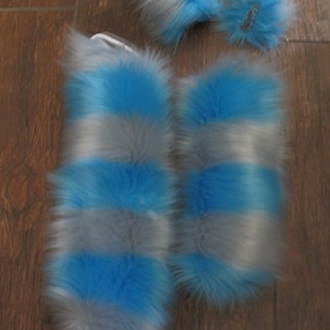 Tim Burton Cheshire cat blue/gray striped shag faux fur ears, tail, sold separately or as a set Costume accessories