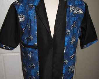 Chemise unisexe boutonnée à manches courtes Aloha Bowling bleu marine Star Wars, XS à 5XL