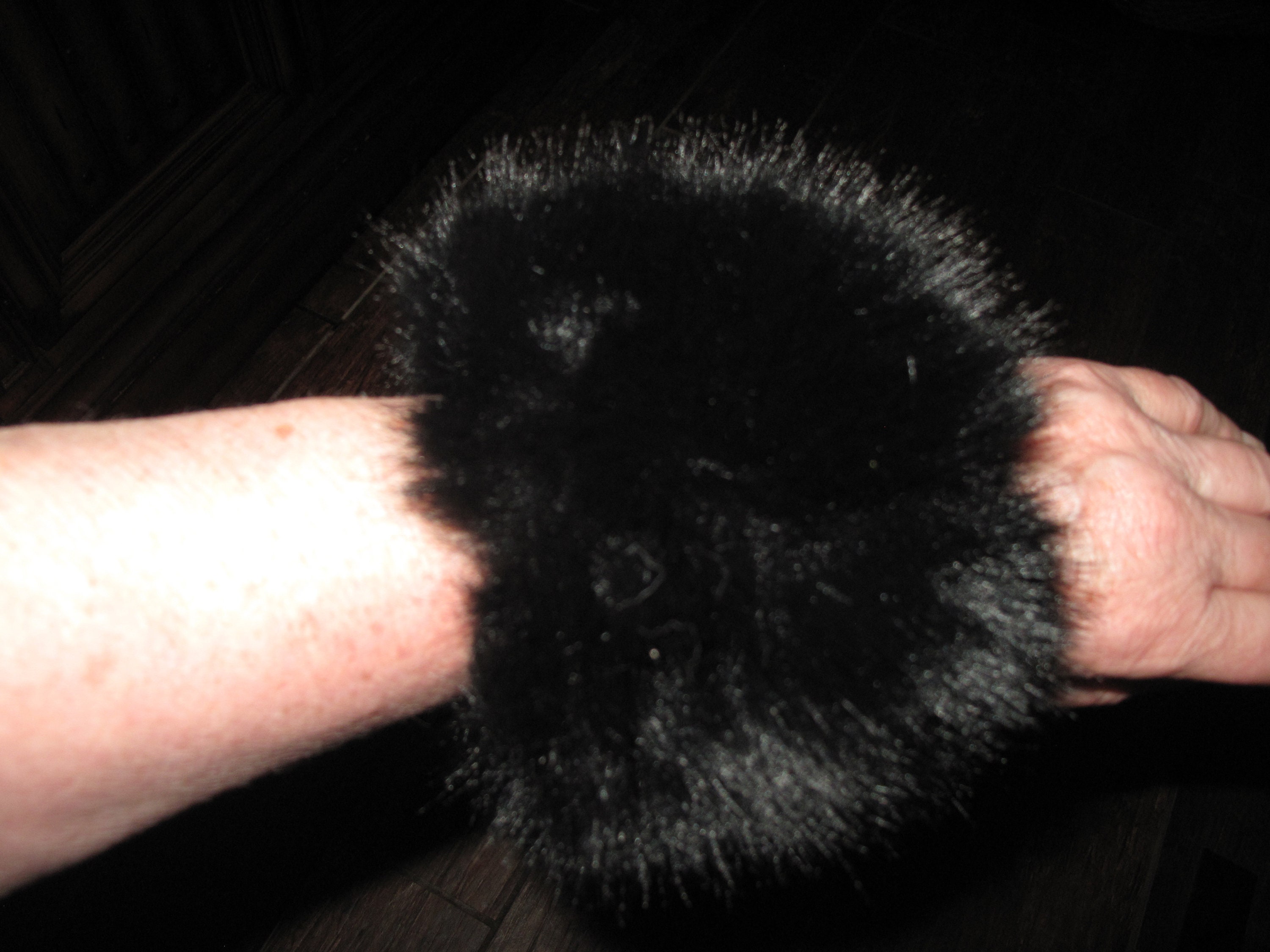 Therian Black Rabbit Faux Fur 1/2 Inch Pile Wrist Cuffs  display picture 2
