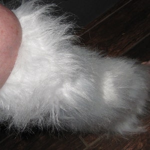 Therian White Long Pile Faux Fur Young Adult Boot Covers 14 inches wide 13 inches long Costume Accessory