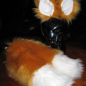 Sonic Miles Tails Prower Golden Shag Faux Fur Ears on Clips or Headband, Double 10",15",30" tails, sold separately or as a set