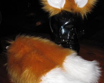 Sonic Miles Tails Prower golden shag faux fur ears,double tails, sold separately or as a set, costume accessories