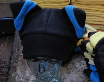 Cosplay Black Blue Shiny Umbreon Warm Winter Fleece Ear Beanie Hat XXS - XXL