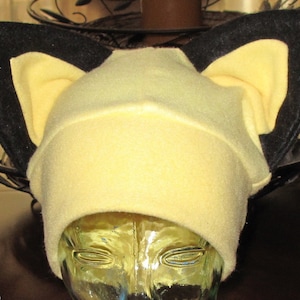 Cosplay Yellow Black  Pichu Warm Winter Fleece Ear Beanie Hat XXS - XXL