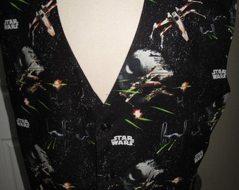 Star Wars Black Death Star Falcon Tie Fighters Print Sporty Vest or Tuxedo Vest in 10 sizes